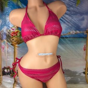 Ⓜ️ Girl Winki pink string bikini swimsuit set